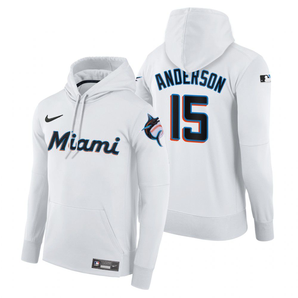 Men Miami Marlins #15 Anderson white home hoodie 2021 MLB Nike Jerseys